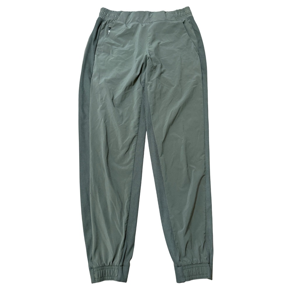 Athleta Brooklyn Jogger Women 4 Olive Green Good Ribbed Side Active Travel Pants
